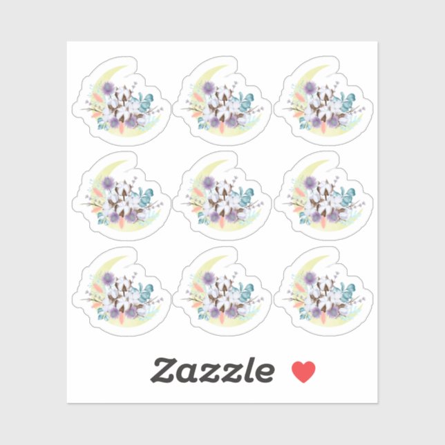 Sticker Russe Pays Sud Coton Floral Moon Planner (Feuille)