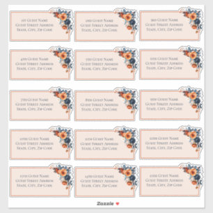 Sticker Rustic Burnt Orange & Blue Mariage Adresse d'hôte