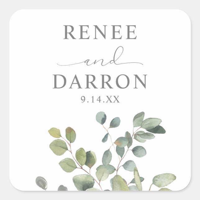 Sticker Rustique Eucalyptus Greenery Duo 2 Carré (Devant)