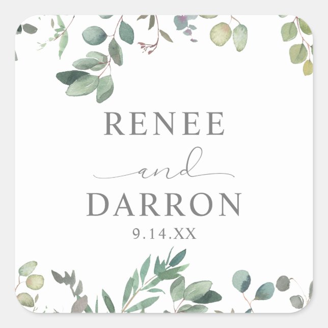 Sticker Rustique Eucalyptus Greenery Duo 3 Carré (Devant)