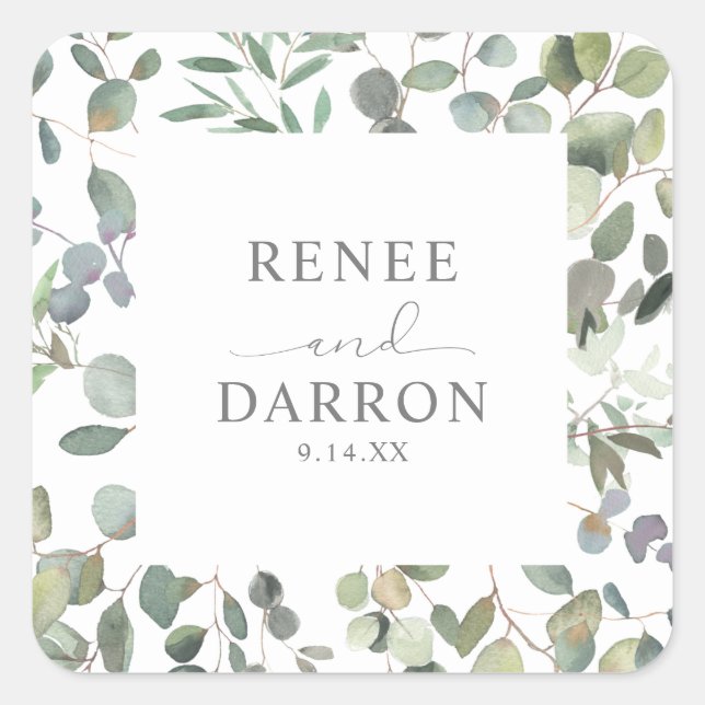 Sticker Rustique Eucalyptus Greenery Duo 4 Carré (Devant)