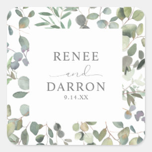 Sticker Rustique Eucalyptus Greenery Duo 4 Carré