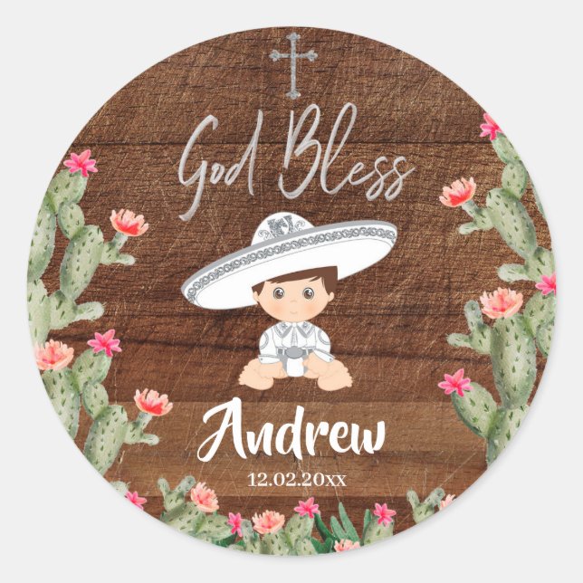 Sticker Rustique Mexicain Silver Charro Baptism (Devant)