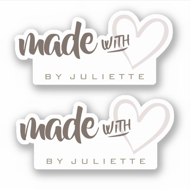 Sticker Rustique moderne Fabriqué avec coeur d'amour Brown (Devant)