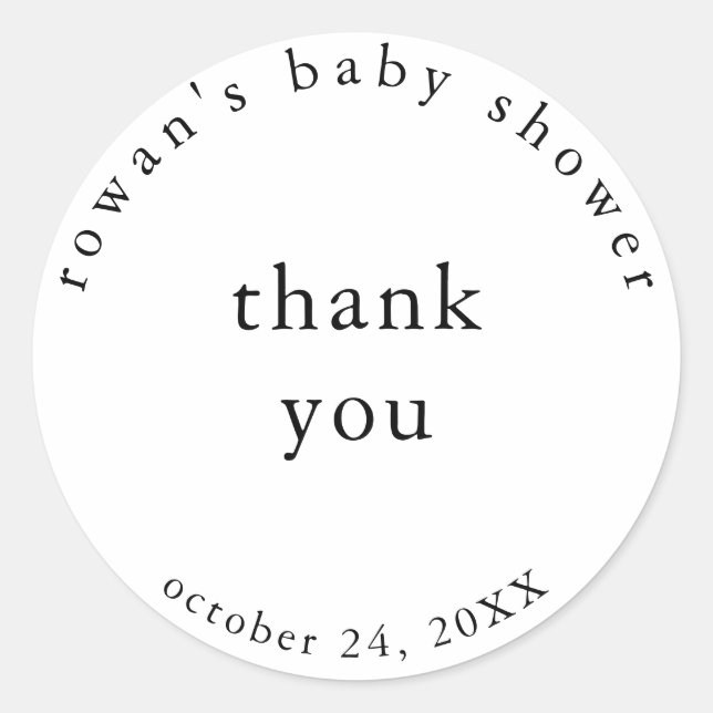 Sticker Rustique simple Baby shower Merci (Devant)