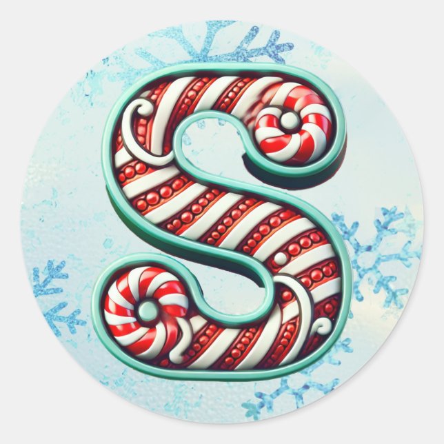 Sticker "S" de Noël sucre de canne, Stripes Festiv (Devant)