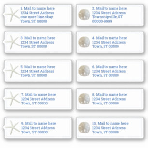 Sticker Sable Dollar Etoiles Mer Blanc Individuel Mailing