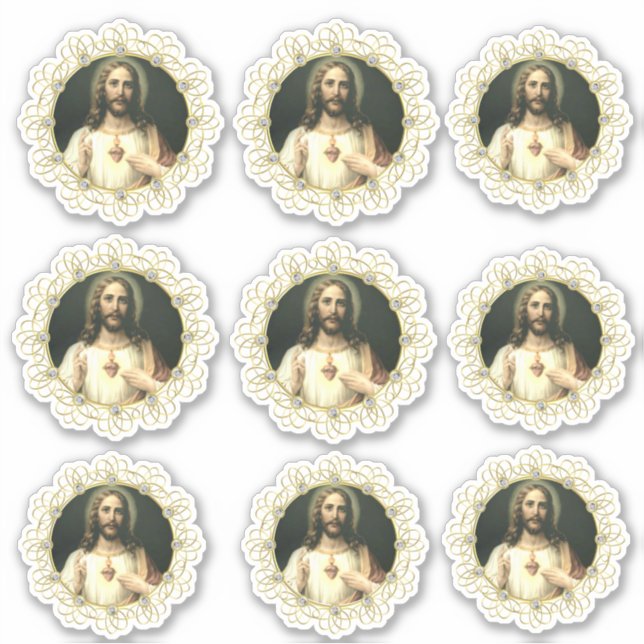 Sticker Sacré Coeur de Jésus Vinyle religieux (Devant)