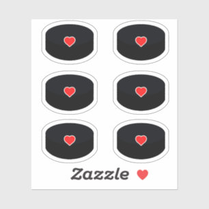 Sticker Sacs de hockey avec boîte de coeur rouge