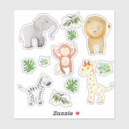 Sticker Safari Animaux sauvages Feuilles tropicaux