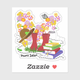 Sticker Safari jardin Insect avec fleurs