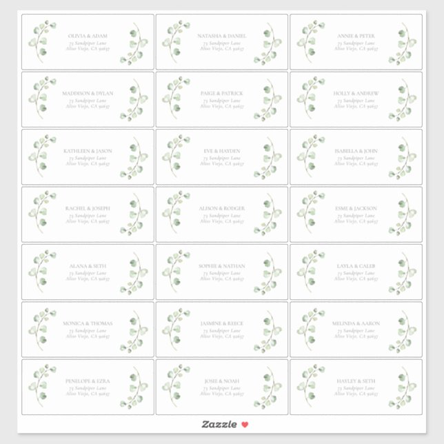 Sticker Sage Green Arch Botanique Mariage Adresse d'invité (Feuille)