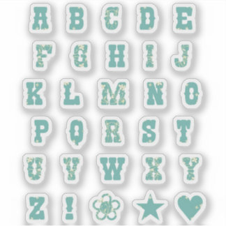 Sticker Sage Green Dainty Floral Monogramme Alphabet Lettr
