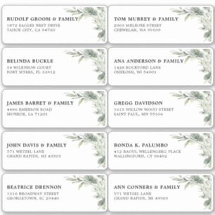 Sticker Sage Green Eucalyptus Mariage Nom d'hôte Adresse
