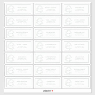 Sticker Sage Green Leafy Crest Monogram Adresse du client