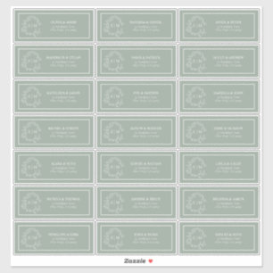 Sticker Sage Green Leafy Crest Monogram Adresse du client