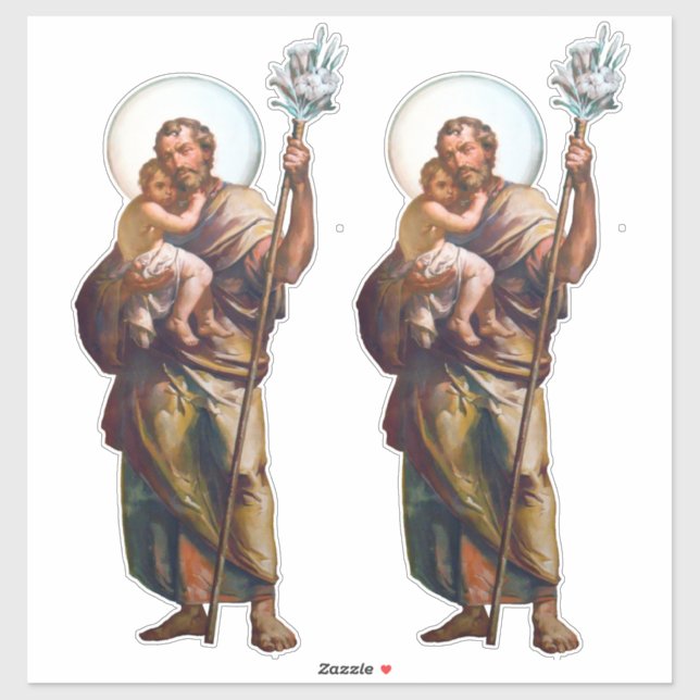 Sticker Saint Joseph avec l'enfant Jésus (Feuille)