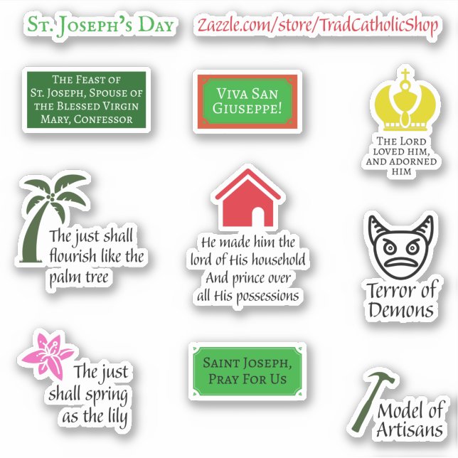Sticker Saint-Joseph Jour Illustré 9 pièces Trad catholiqu (Devant)