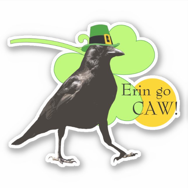 Sticker Saint Patrick's Day Leprechaun Crow Pun Erin Go Ca (Devant)