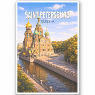 Sticker Saint-Pétersbourg Russie Illustration Voyage Art