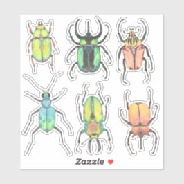Sticker Saint Valentin Amour Bugs Aquarelle Beetles