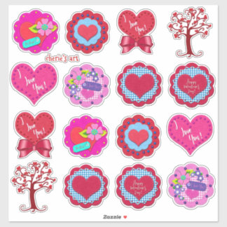 Sticker Saint-Valentin Assortiment Adorable Aspect Feltre
