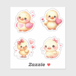 Sticker Saint Valentin mignonne bébé poussin