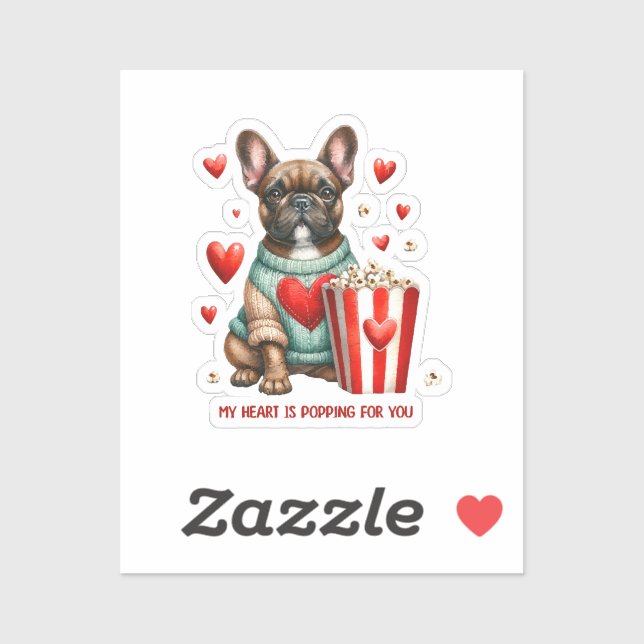 Sticker Saint Valentines Bulldog français (Feuille)
