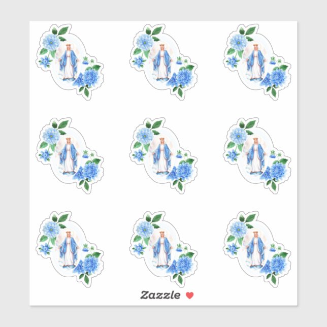 Sticker Sainte Vierge Marie Florale Religieuse (Feuille)