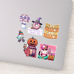 Sticker Saison éffrayante Fantômes d'Halloween et Citrouil