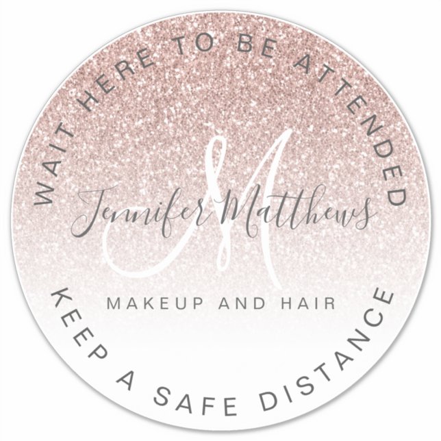 Sticker Salon du Logo rose Gold COVID Attendre Distance so (Devant)