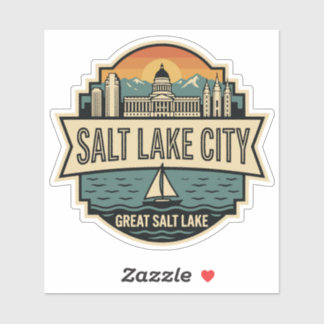 Sticker Salt Lake City Skyline Utah Retro Badge 