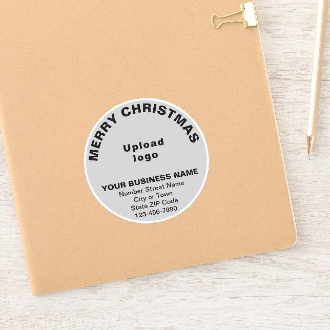 Sticker Salutation de Noël d'affaires sur gris vinyle rond (Carnet)