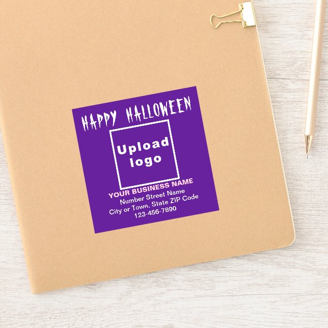 Sticker Salutation d'Halloween d'affaires sur violet Carré (Carnet)