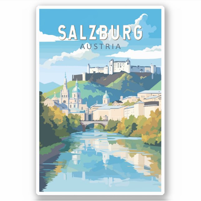 Sticker Salzbourg Autriche Travel Art Vintage (Devant)