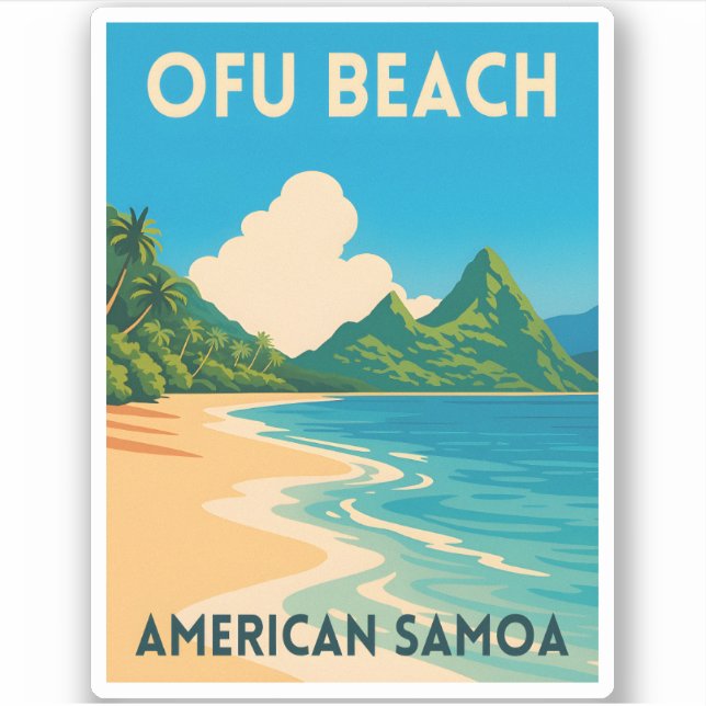 Sticker Samoa américaines rétro Ofu Beach (Devant)