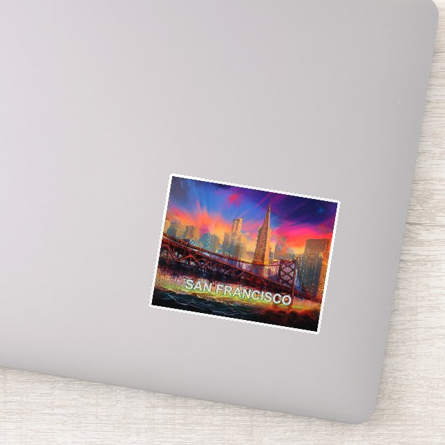 Sticker San Francisco Skyline Abstrait Art (Détail)