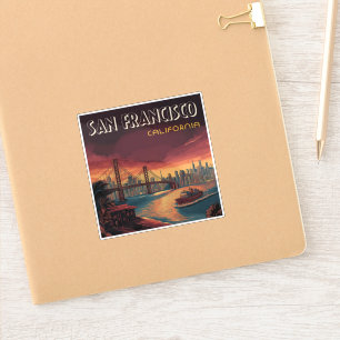 Sticker San Francisco Skyline avec Golden Gate Bridge