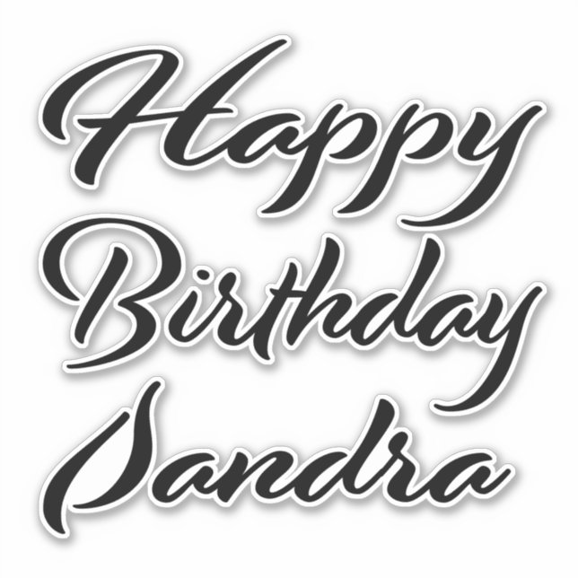 Sticker Sandra Nom Prénom Anniversaire de la Broderie noir (Devant)