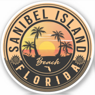 Sticker Sanibel Island Florida Retro Sunset Souvenirs