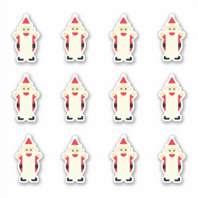 Sticker Santa Claus Long Beard Caricature Joli Noël amusan (Devant)