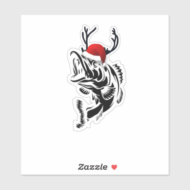 Sticker Santa Claus Pêche Poissons xmas Reindeer (Feuille)