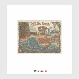 Sticker Santa Cruz California Dreams Map – Vibrant Coast