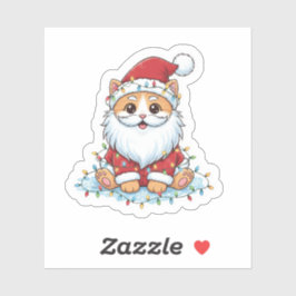 Sticker Santa Paws Cute Cat in Santa Costume Christmas 