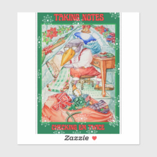 Sticker Santa Penguin Taking Notes Checking Em Twice 