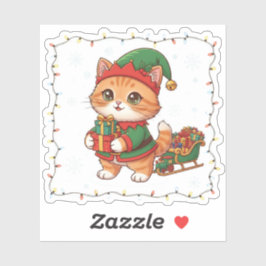 Sticker Santa’s Little Helper Cat Elf Costume Christmas 