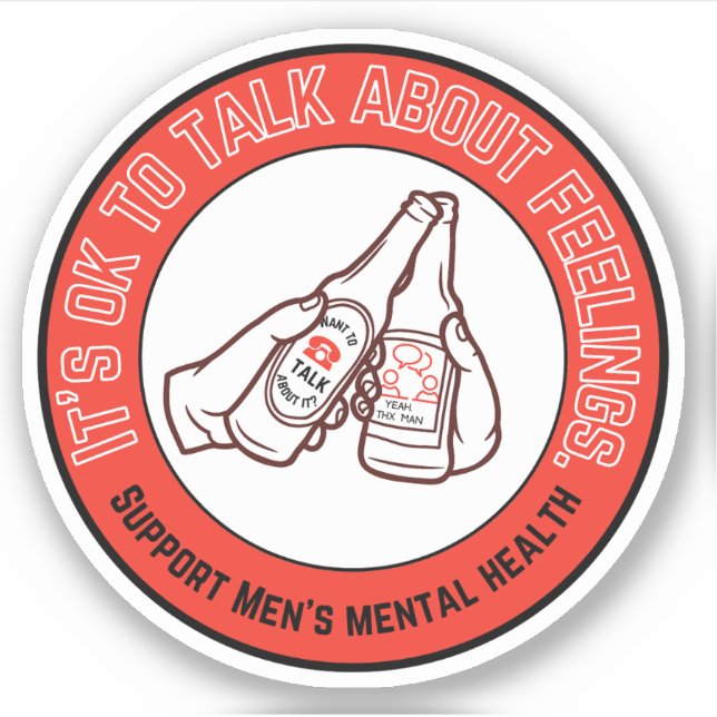 Sticker Santé mentale des hommes | Parlez des sentiments r (Devant)