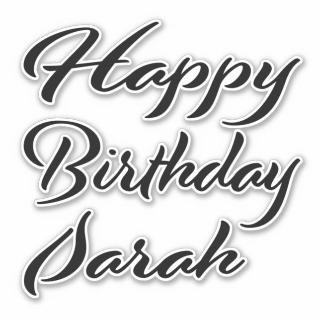Sticker Sarah Nom Prénom Anniversaire de la Broderie noire (Devant)
