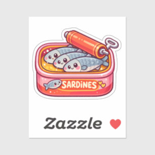 Sticker Sardines Mignonnes Peuvent Rose Orange