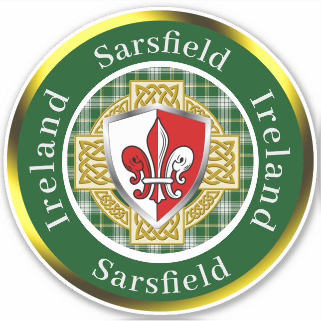 Sticker Sarsfield Bouclier irlandais/Croix celtique person (Devant)